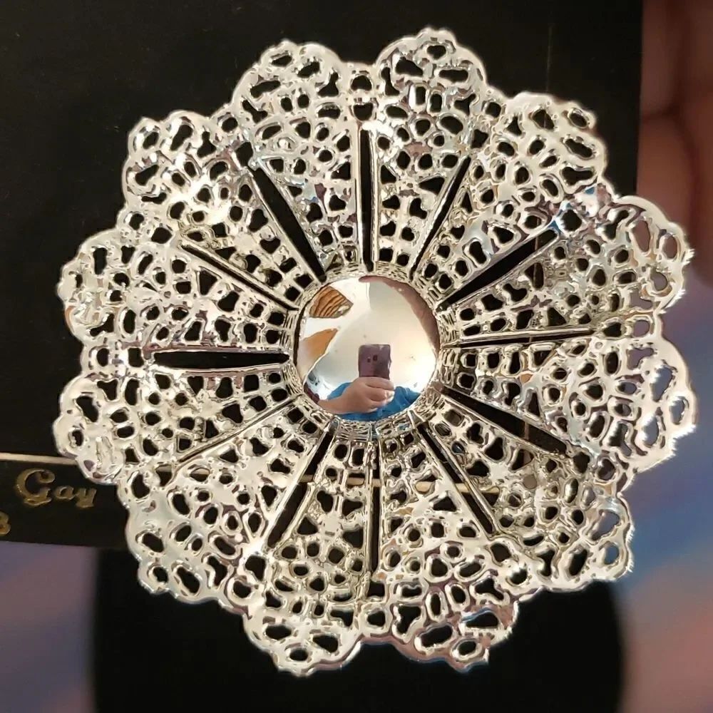 Vintage Sarah Coventry Silvertone Filigree Flower Clip Earrings - Picture 3 of 10